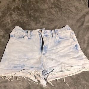 Light wash jean shorts, lightly used. Washed with Downy.